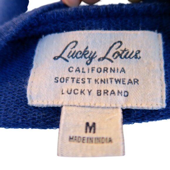 Lucky Lotus by Lucky Brand Embroidered Blue Sweatshirt Raglan Sleeve Medium - Picture 5 of 5